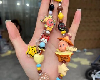 Fashion Handmade Crying Angel Baby Sonny Keychain Phone Lanyard Beaded Love Letter Gift Accessory Pendant Y2k Backpack Charm Jewelry