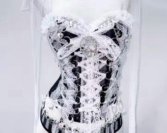 Gothic Cyberpunk Spike Vintage Emo Grunge Streetwear Bustier Chain Y2k Edgy Festival Rave Fashion Goth Aesthetic Harajaku Punk Rock Metal