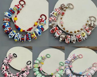 Fashion Handmade Crying Angel Baby Sonny Keychain Phone Lanyard Beaded Love Letter Gift Accessory Pendant Y2k Backpack Charm Jewelry