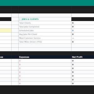 May include: A business dashboard with sections for revenue, jobs, and invoices. The dashboard includes a monthly revenue trend chart and various financial metrics. The top banner reads "Dashboard" and "Business Dashboard."