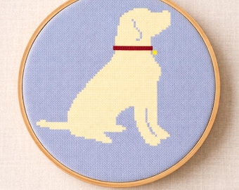 Kruissteekpakket voor beginners – ontwerp gele labrador