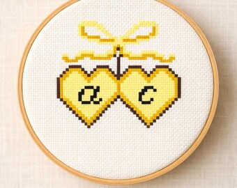Borduurpakket voor beginners - medaillon met geel hart