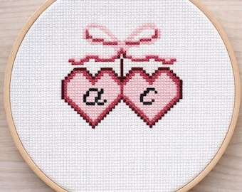 Borduurpakket voor beginners - medaillon met roze hart