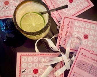 Bingospel verjaardagskroegentocht: bewerkbare sjabloon voor canva-feestjes