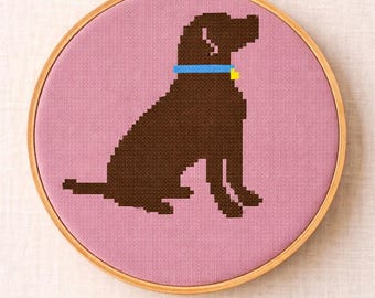 Kruissteekpakket voor beginners – Chocolate Lab Dog Design