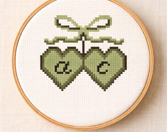 Borduurpakket voor beginners - medaillon met groen hart