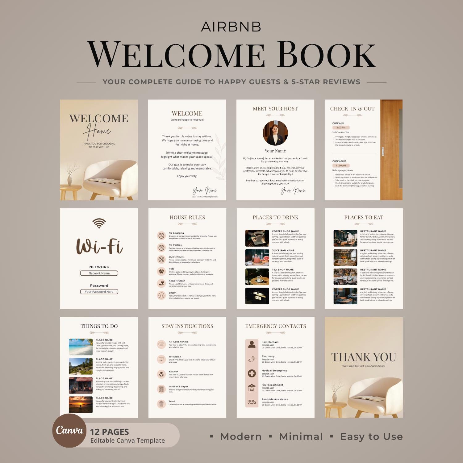 Airbnb Welcome Book Template Editable Airbnb Guest Book Printable Airbnb House Manual VRBO Vacation Rental Guide