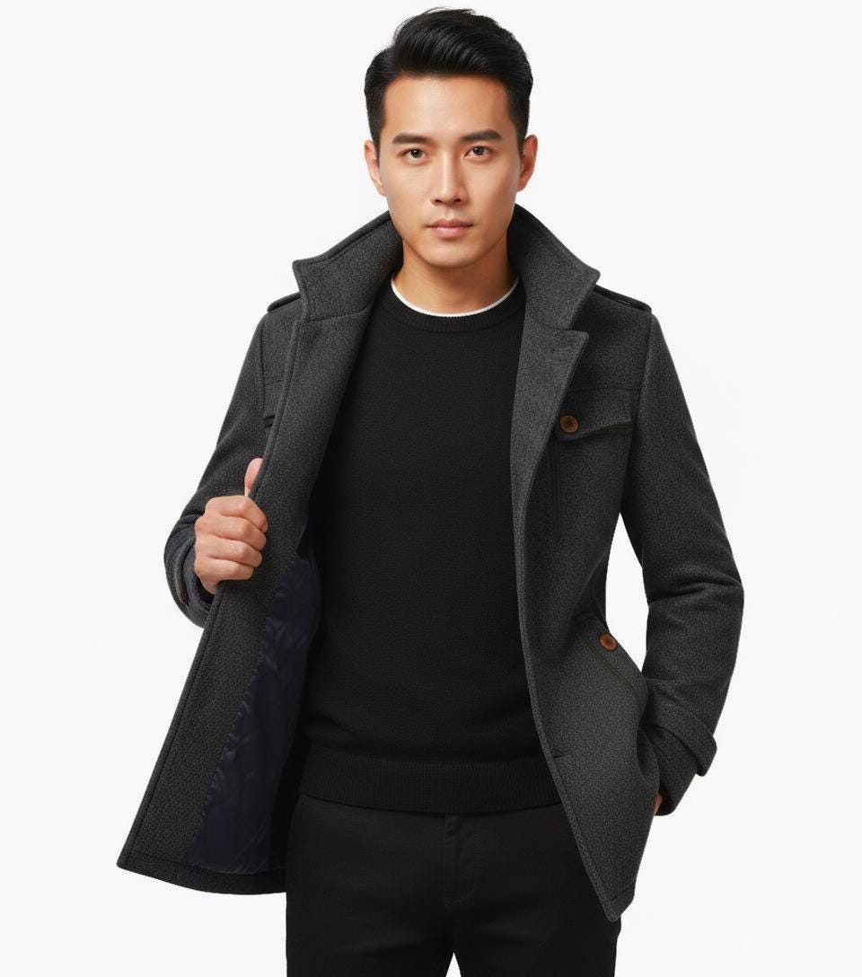 LIDNM Super140s OFFICER COAT CHARCOAL S LIDNM Super140s OFFICER