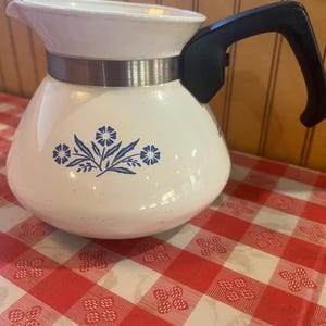 Vintage Corning Ware P-104 Blue Cornflower 6 Cup Coffee Tea Pot Kettle No Lid