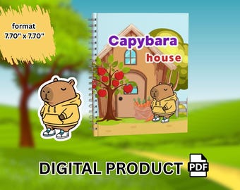 Casa delle bambole di carta stampabile Capibara - Libro per bambini / libro tranquillo / giocattoli Montessori / download digitale