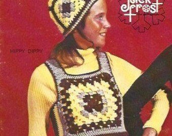 Crochet Pattern, Crochet Vest Pattern, Crochet Hat Pattern, Granny Square, Instant Download, Downloadable Patterns vintage pattern