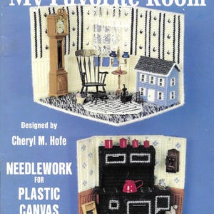 Vintage Plastic Canvas Doll House Furniture, Fashion Doll Furniture Pattern