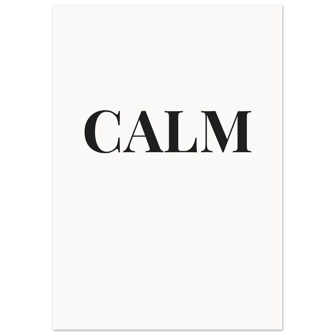 Calmic Poster Minimalist “CALM” Wall Poster – Modern Typography Poster – Neutral ...