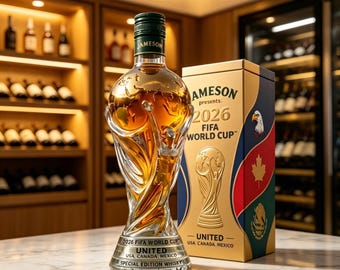 2026 World Cup Trophy Shaped Liquor Decanter,370ml Glass Liquor Bottle Football Fan Gift Sports Barware,Tournament Souvenir Groomsmen Gift