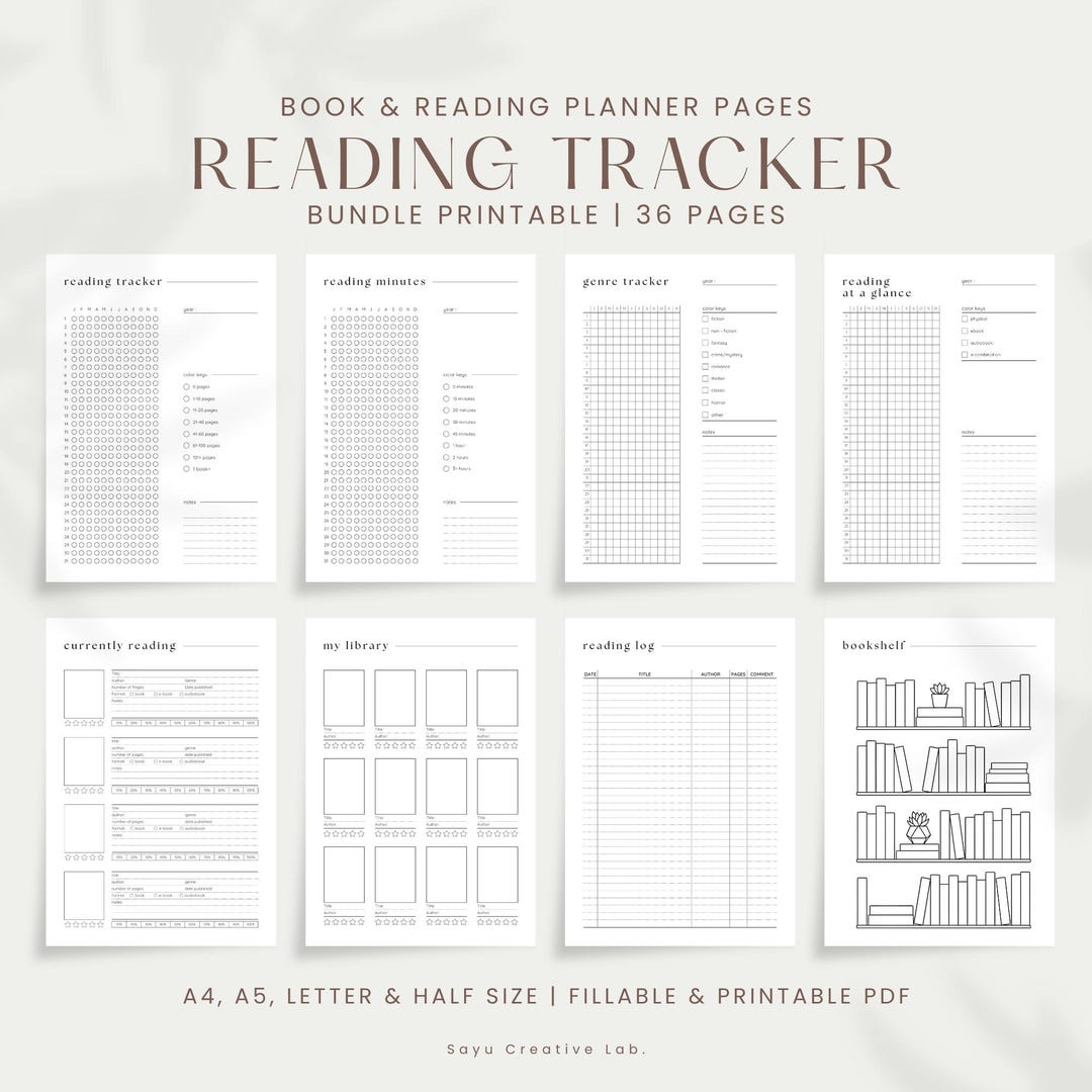 Reading Planner Printable Bundle | Book Journal, Library Tracker ...