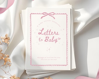 Libro de firmas rosa para baby shower: Cartas para guardar como recuerdo (Descarga instantánea)