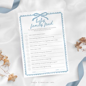 Blau Baby-Dusche Familie Fehde Spiel - Druckbare Eisbrecher Spiel Aktivität, Instant Download, BSB01