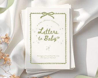 Libro de firmas para baby shower ecológico: Cartas para guardar recuerdos del bebé (Descarga instantánea)
