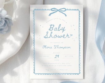 Editable Blue Baby Shower Invitation Bundle: Boy Diaper Raffle Books Insert (Digital Download) BSB01