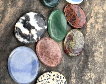 Natural Crystal Worry Stone for Anxiety Relief, Handmade Calming Gemstone, Stress-Reducing Stone for Mindfulness, Unique Gift for Relaxation