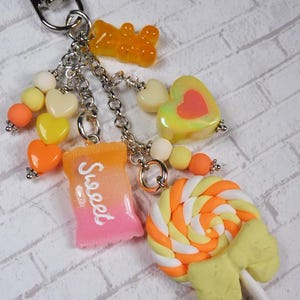 Sweet Orange Creamsicle Charm: Gummy Bear Lollipop Purse Clip