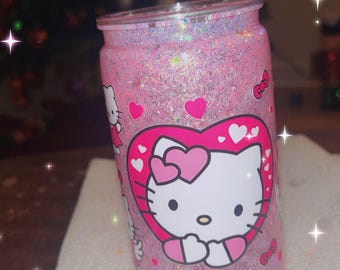Enchanting Hello Kitty Snow Globe Tumbler - Whimsical 16oz Drinkware with Glitter - On-the-Go Joy for Hello Kitty Fans