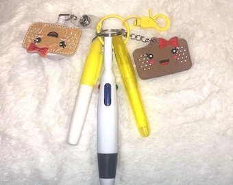 Yellow Badge Reel with Keychain Pen & Highlighter – Medical Accessory