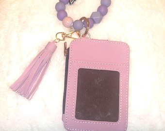 Unique Purple Butterfly Beaded Card Holder – Handmade Silicone Wallet & Wristlet