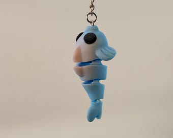 Portachiavi a forma di pesce: portachiavi a forma di animale marino, finiture in argento, accessorio leggero