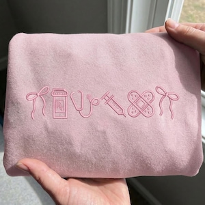 Nurse Icons Embroidery Design | Nurse Line Border Machine Embroidery File | Cute Nurse Sweatshirt Embroidery | Nurse Gift PES DST