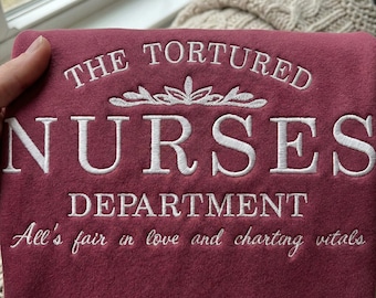 Diseño de bordado del Departamento de Enfermeras Torturadas / Cita tipográfica de enfermera / Archivo de bordado a máquina