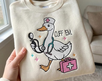 Funny Nurse Embroidery Design | Cute Nurse Goose Machine Embroidery File | Nurse Humor Embroidery | Nurse Gift PES DST