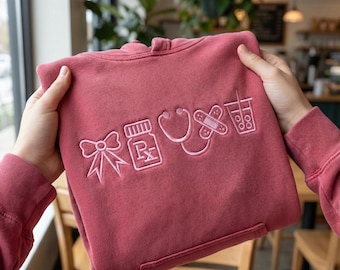 Nurse Icons Embroidery Design | Cute Nurse Medical Icons Machine Embroidery File | Nurse Sweatshirt Embroidery | Nurse Gift PES DST