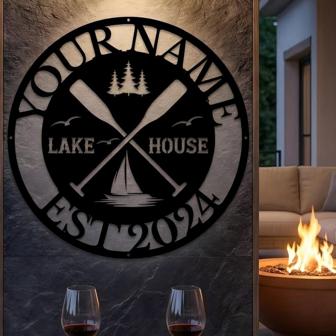 Custom Lake House Metal Sign - Personalized Camping Lake Name Decor ...