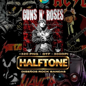 Rock Bands Pack +320 DTF DTF PNG Halftone - Semitones Pro