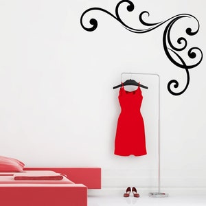 Corner Wall Decal, Scroll and Swirls Art, Baroque Corner Decor, Cottagecore Design, Arabesque Decorations