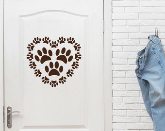 Paw Print Decal, Paw Prints Stickers, Heart Wall Decor, Pet Wall Art, Veterinarian Gift, Home Artwork, Heart Decal, Cat Decal, Dog Paw Decal