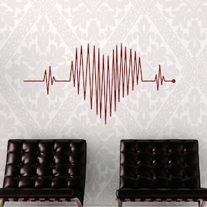 Heartbeat and Heart Wall Decal, Heart Beat Line, Nurse Decor, Doctor&#39;s Office Art, Children&#39;s Hospital Decoration, Medical Artwork