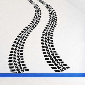 Tire Track Decal, Car Wall Decor, Racing Art Sticker, Off Road Tire Tread, Boy Room Accent, Mechanic Wall Graphic, Garage Decor, Tracks Art