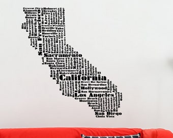 California Wall Art, California Decal, California Sticker, California Wall Decor, United States Art, State Decorations