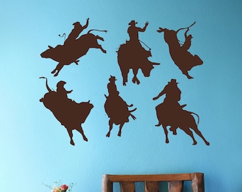 Bull Rider Wall Art, Bull Riding Decor, Rodeo Decorations, Western Cowboy Decal, Bull Vinyl Sticker, Home Wall Decals, Ranch Decor