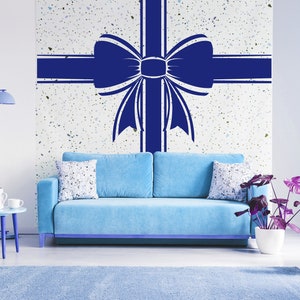 Bow Decal, Ribbon Wall Decor, Gift Wrap Wall Art, Holiday Door Sticker, Storefront Christmas Display, Birthday Present, Window Decals