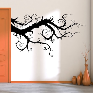 Branch Wall Decal, Whimsical Burtonesque Branch, Whimsigoth Wall Decor, Gothic Decal, Goth Wall Art, Swirls Wall Decor, Curly Branches