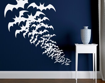 Bat Wall Decals, Flying Bats Decor, Gothic Art, Spooky Vampire Bats, Horror Decoration, Scary Design