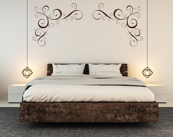 Swirl Wall Decal Set, Scroll Accent for Corners, Baroque Gothic Decals, Victorian Ornate Decor, Romantic Wall Art, Arabesque Design