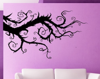 Vinyl Home Abstract Art Decorative Leaf Decor Office Bedroom Decor Wall Swirl Flourish Decal Leaves Verical Sticker Horizontal