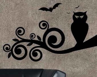 Branch Decor, Owl Wall Art, Bats Wall Decal, Halloween Decorations, Tim Burton, Branches, Bat, Home, Gothic Decor