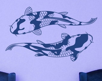 Koi Fish Wall Art, Koi Themed Gift, Japanese Artwork, Japan Decor, Aquatic, Fresh Water, Vinyl Sticker, Japan Decal, Home Decor