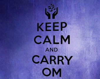 Yoga Studio Decor, Keep Calm and Carry On, New Age Sticker, Om Art, Vinyl Decal, Wall Art, Home Decor, New Age, Meditation Decor, Yoga Decor