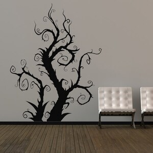 Burtonesque Tree, Swirl, Halloween Decorations, Vine, Branch, Branches Vines Decal, Vinyl Sticker, Home, Office Art, Holiday, Bedroom Decor image 1